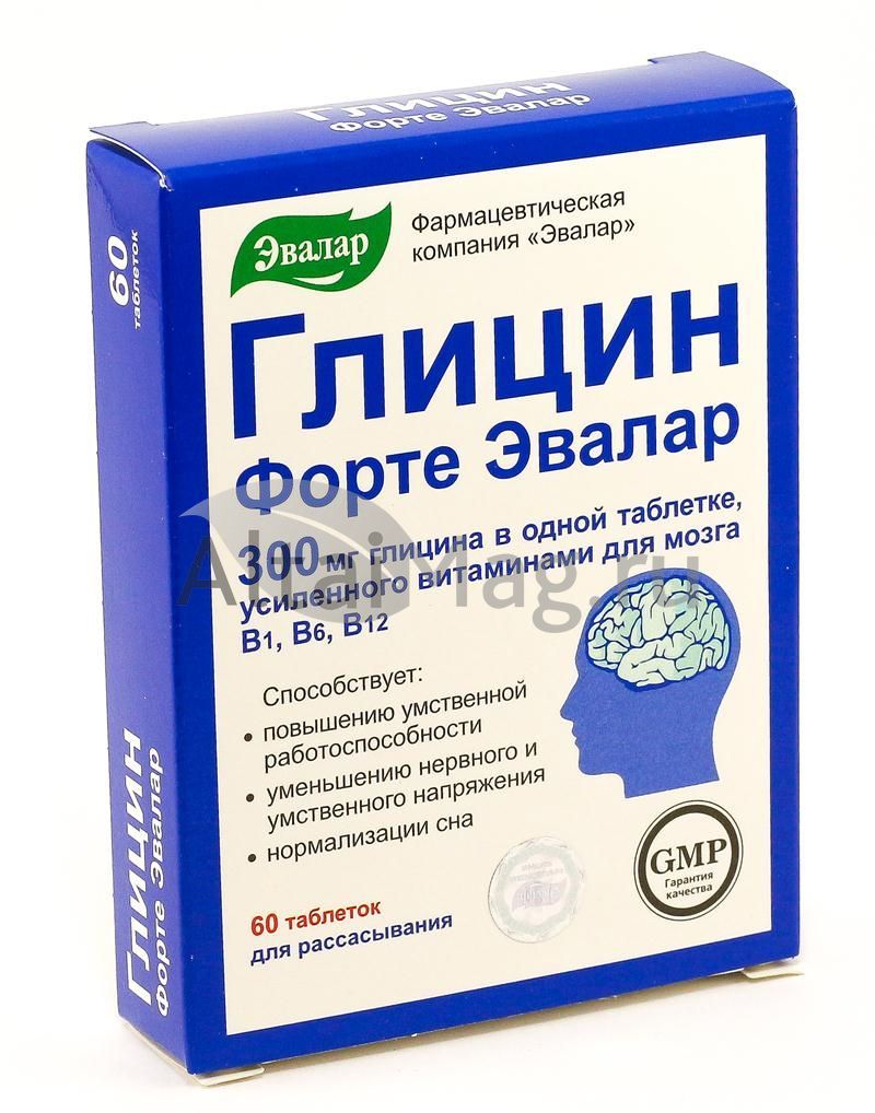 Глицин форте эвалар №60табл (блистер) в Гомеле — купить недорого по низкой  цене в интернет аптеке AltaiMag